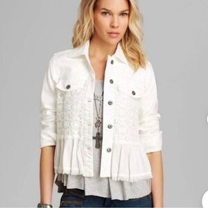 Free People White Lace Detail Jacket